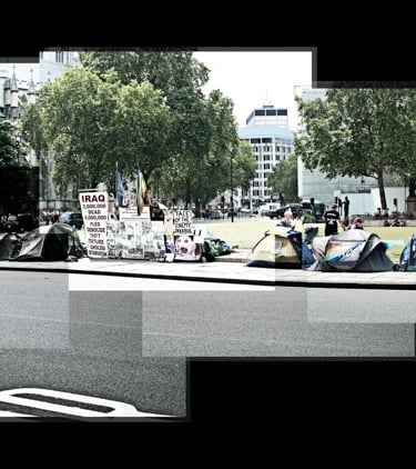 A joiner photo of a Peace Protest