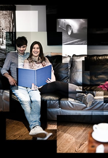 A joiner photo of Matt and Lydia, a young couple