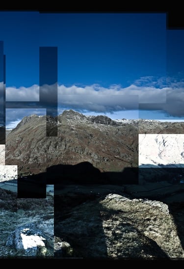 A joiner photo of the Langdale Pikes