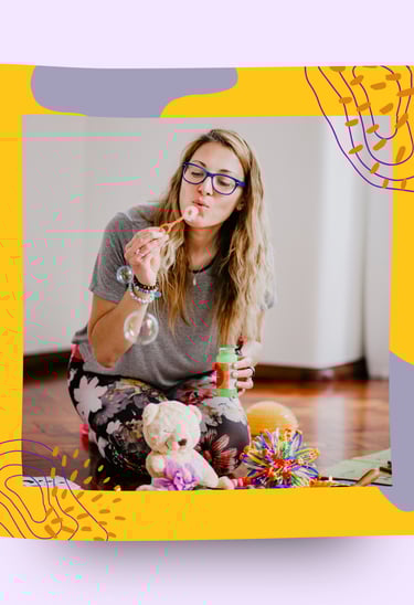Martina during kids yoga in Little Yoga Space Lisboa yoga studio in Lisbon, Portugal.