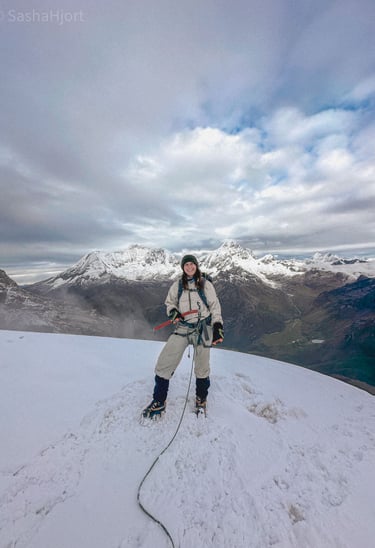 Girl on the summit of Nevado Mateo Peru