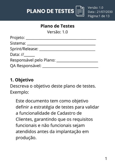Plano de Testes QA