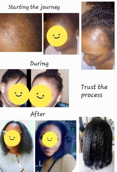 woman showing different stages of hair growth