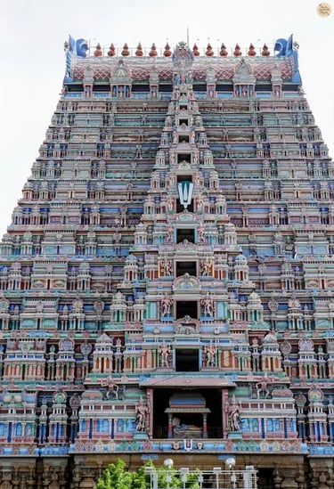 Majestic Rajagopuram of Sri Ranganathaswamy Temple, Srirangam – towering gateway and tallest gopuram in South India.