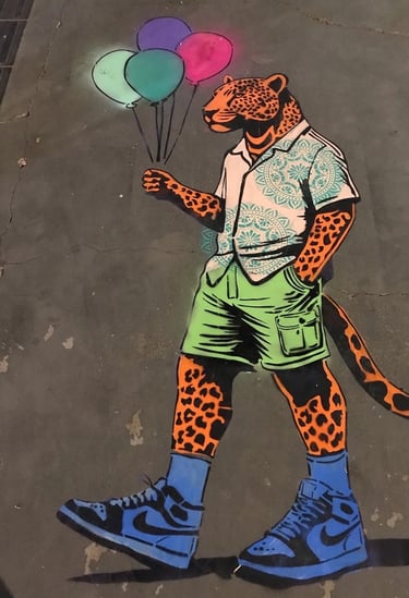 Imagem de um graffiti feito por Sérgio Astral, titulo mano onça
