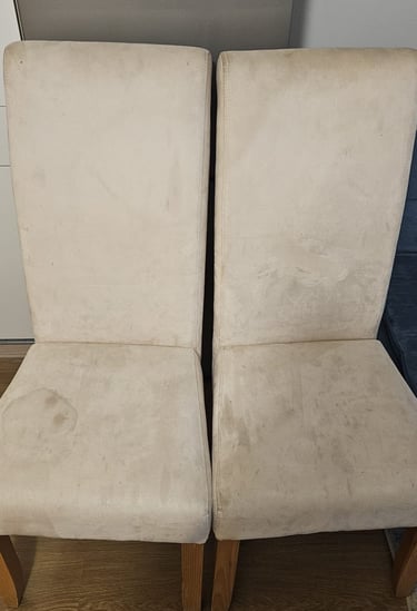 Stuhl vor und nach der Reinigung