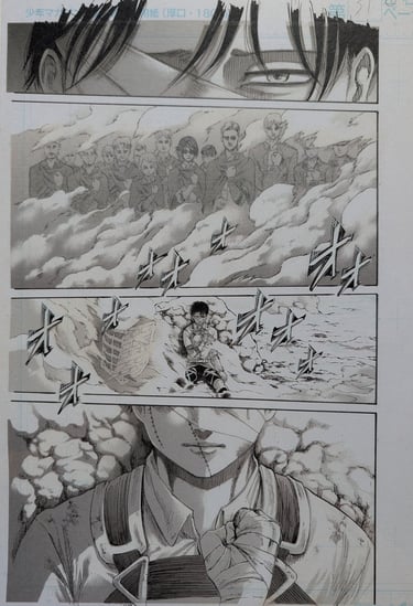 reproduction planche manga, genga, facsimilés l'attaque des titans, Hajime Isayama