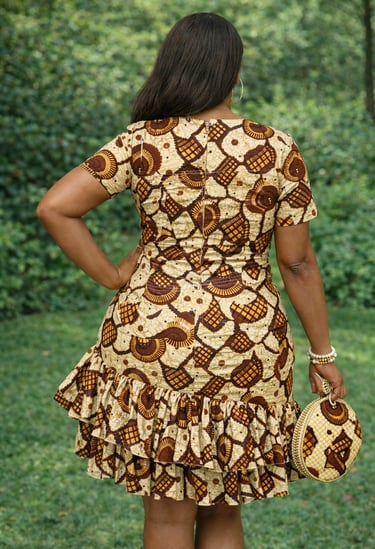 Short Fitted Ankara Dress rear view