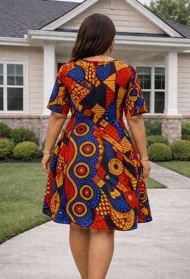 Stylish Knee-Length Ankara Dress for Casual Outings rear