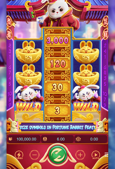 Interface do slot Jogo do Coelhinho em ação – rolos 3x3 com coelho dourado e símbolos de sorte