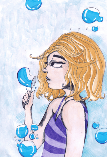 Girl blowing bubbles