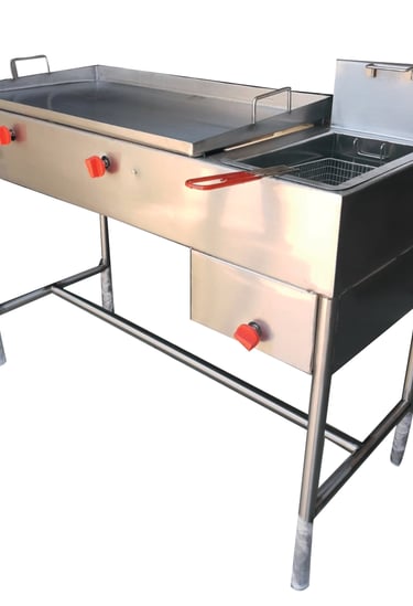 plancha y freidora de acero inoxidable