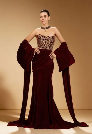 Bordeaux Velvet Gown
