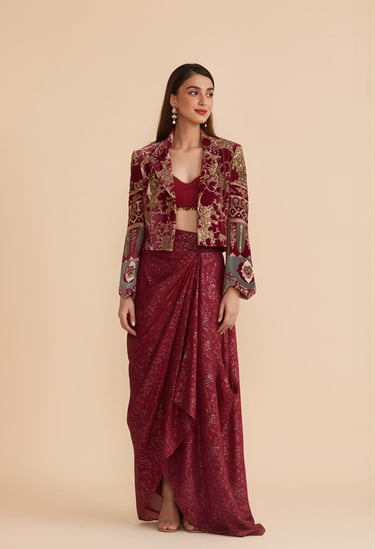 Crop Blazer Skirt Set