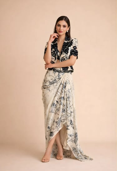 Crop Blazer Skirt Set