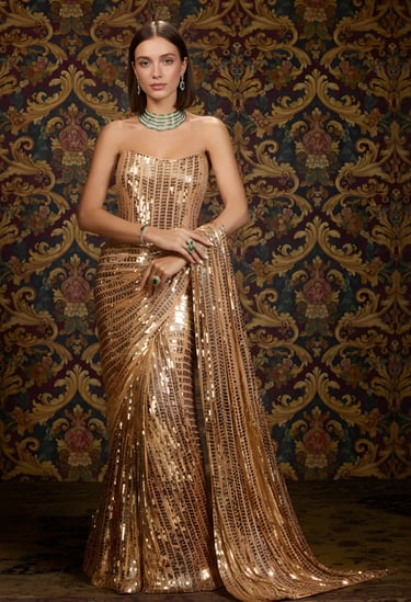 Gold Tube Gown Saree