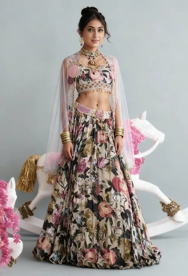 Guldavari Cape & Lehenga Set