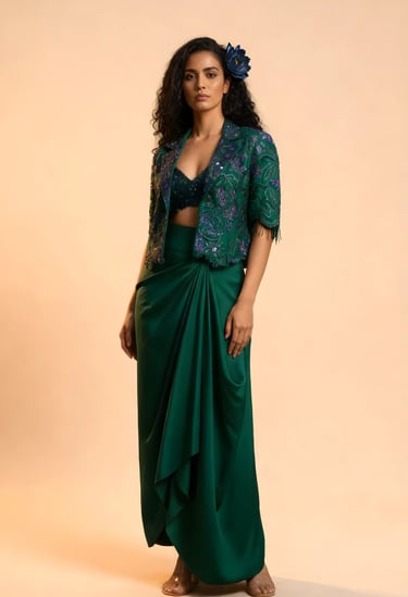 Ivory Vintage Lily Crop Blazer Set