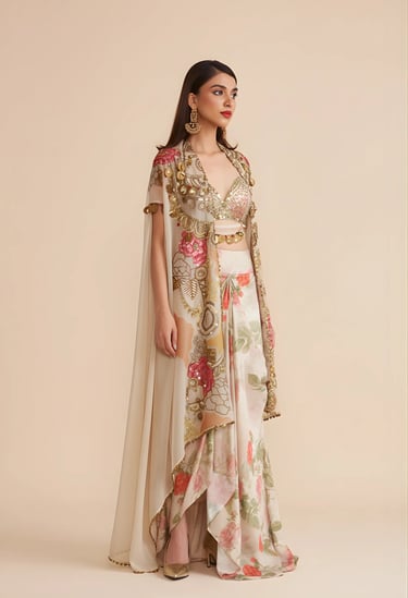 Organza Cape Skirt Set