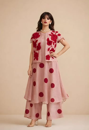 Polka Floral Jacket Set