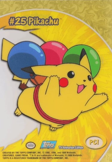 PC1 Clear Cards PC1 Pikachu Topps Pokémon series 2 US back