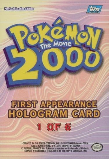 Lugia First Appearance Hologram card Topps Pokémon The Movie 2000 back