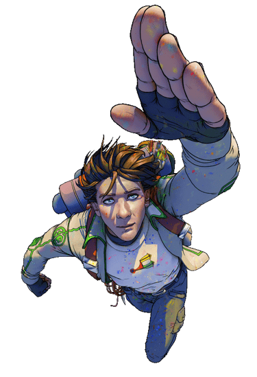 Grey from Interdimensional Vagabond – sci-fi comic hero facing interdimensional crisis