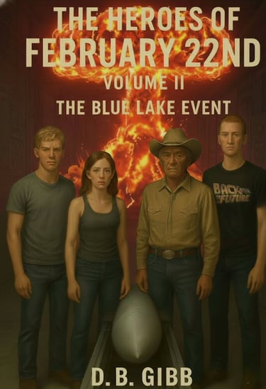 Book cover showing four people standing before a bomb with a fiery atom explosion in the background.