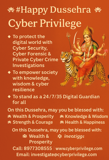 Happy Dussehra from Cyber Privilege 8977308555 to clients