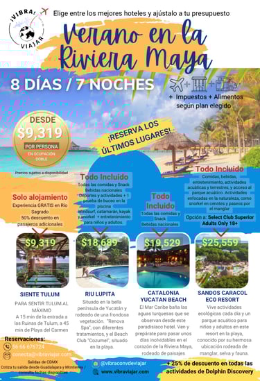 Los mejores paquetes de verano en la Riviera Maya. The best summer packages in the Riviera Maya