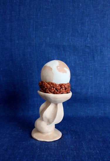 sculpture terre et cuir
