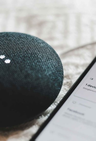 a smart speaker with a phone and voice