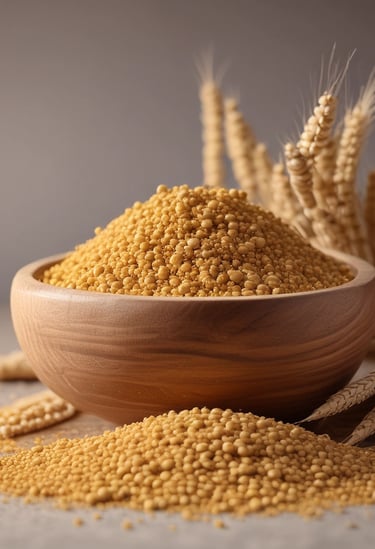 Close-up of unpolished brown rice grains softly lit on a beige linen cloth.