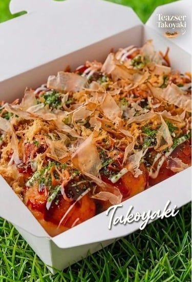 Teazser bonito takoyaki with mayo and fish flakes