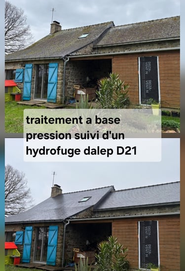 Nettoyage d'un toit avec une pression basse pour pas abîmé le toit