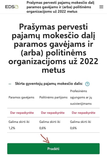1.2 % parama sokiu studijos veiklai palaikyti