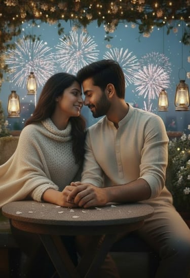Intimate Indian couple goals, rooftop romance love story.