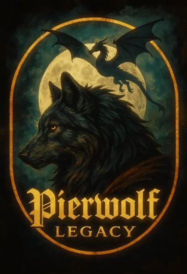 fan art inspired by pierwolf's works, wolf, dragon, gothic