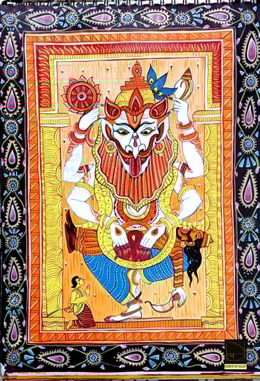 pattacjtra art of hindu god narsimha and demon hiranyakashipu