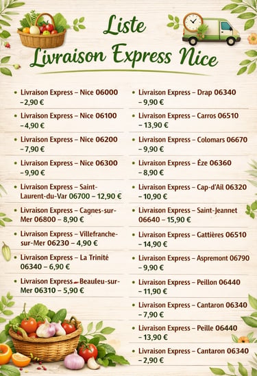  Tarifs de livraison