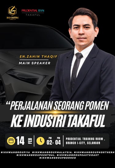 Speaker Zahin Thaqif hosting a Takaful industry seminar for Prudential BSN Takaful in i-City Selangor.