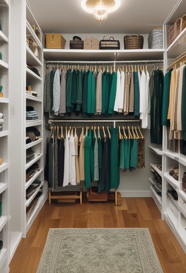 a walk in closet filled with lots of shoes