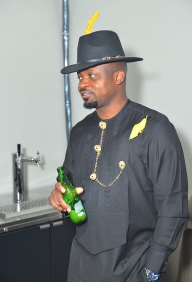 Black man drinking