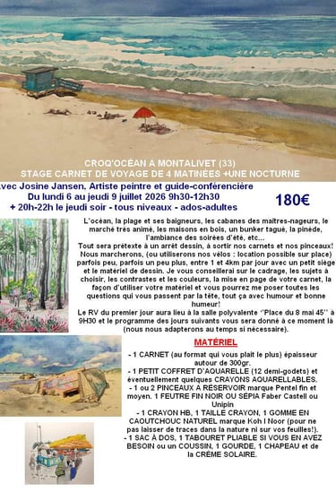 stage carnet de voyage à Montalivet