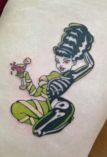 Tattoo Green flourescent Pin-up Halloween