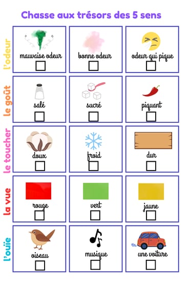chasse aux trésors des 5 sens 