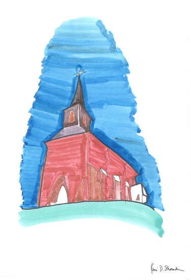 peinture église Chamberaud par Rene Shoemaker