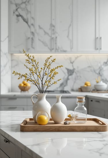 A minimalist kitchen countertop with only essential items