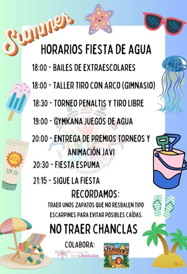 Horarios Fiesta Agua Mariana Pineda 20 Junio