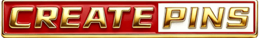 a red and gold pin pin badge with the word create pins